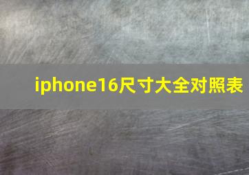 iphone16尺寸大全对照表