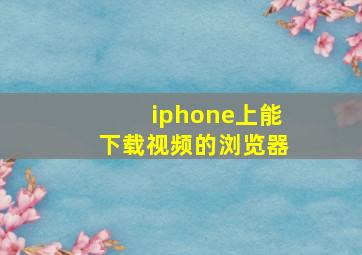 iphone上能下载视频的浏览器