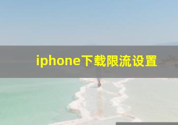 iphone下载限流设置