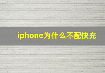 iphone为什么不配快充