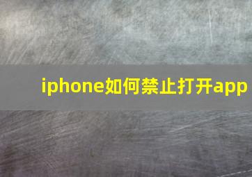 iphone如何禁止打开app