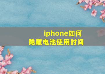 iphone如何隐藏电池使用时间