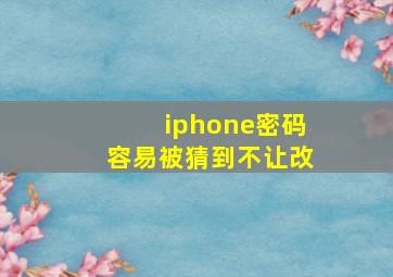 iphone密码容易被猜到不让改