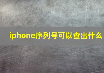 iphone序列号可以查出什么