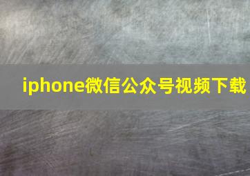 iphone微信公众号视频下载