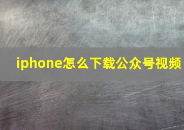 iphone怎么下载公众号视频