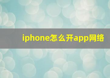 iphone怎么开app网络