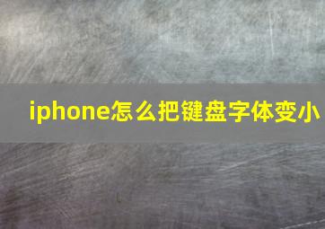 iphone怎么把键盘字体变小