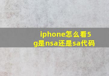 iphone怎么看5g是nsa还是sa代码