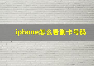 iphone怎么看副卡号码