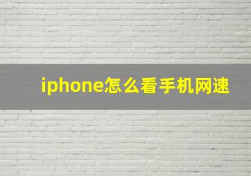 iphone怎么看手机网速