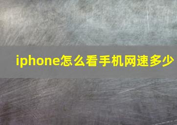 iphone怎么看手机网速多少