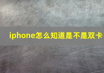 iphone怎么知道是不是双卡