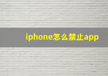 iphone怎么禁止app