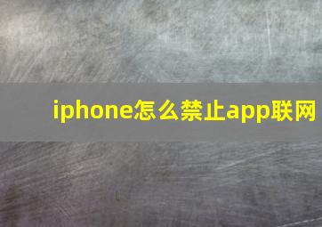 iphone怎么禁止app联网