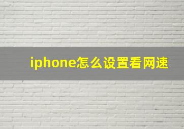 iphone怎么设置看网速