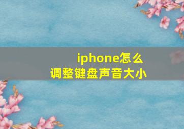 iphone怎么调整键盘声音大小