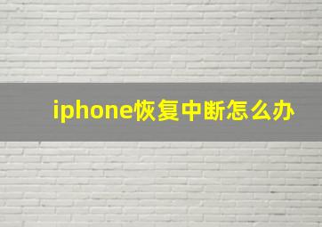 iphone恢复中断怎么办