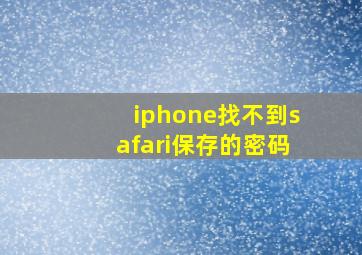 iphone找不到safari保存的密码