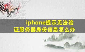 iphone提示无法验证服务器身份信息怎么办