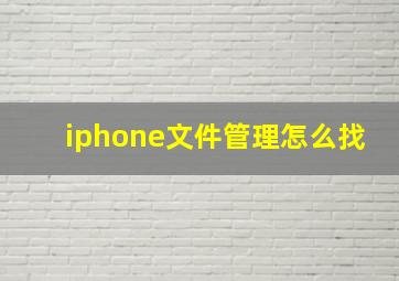 iphone文件管理怎么找