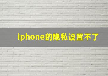 iphone的隐私设置不了