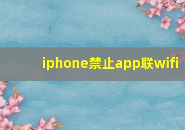 iphone禁止app联wifi