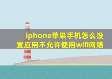 iphone苹果手机怎么设置应用不允许使用wifi网络