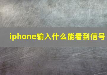 iphone输入什么能看到信号