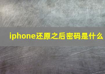 iphone还原之后密码是什么