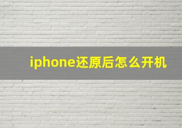 iphone还原后怎么开机