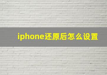 iphone还原后怎么设置