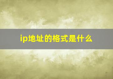 ip地址的格式是什么