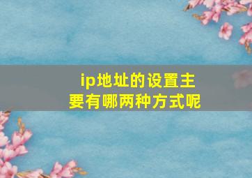 ip地址的设置主要有哪两种方式呢