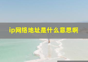 ip网络地址是什么意思啊