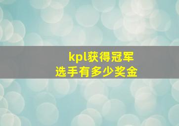 kpl获得冠军选手有多少奖金