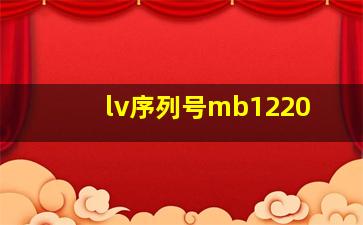 lv序列号mb1220