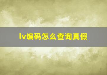 lv编码怎么查询真假