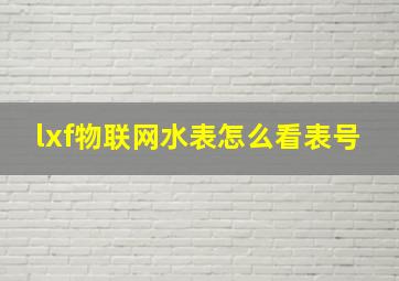 lxf物联网水表怎么看表号