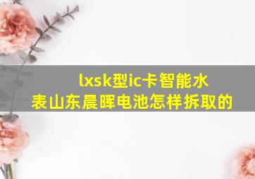 lxsk型ic卡智能水表山东晨晖电池怎样拆取的