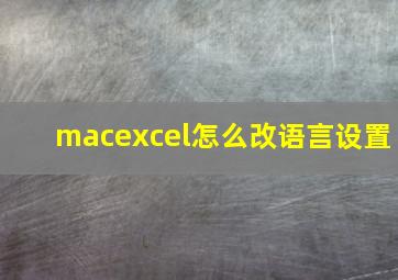 macexcel怎么改语言设置