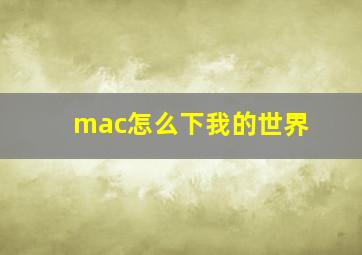 mac怎么下我的世界