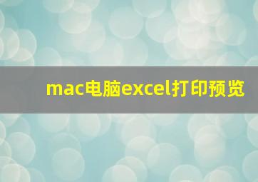 mac电脑excel打印预览