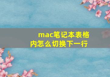 mac笔记本表格内怎么切换下一行