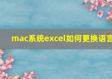 mac系统excel如何更换语言