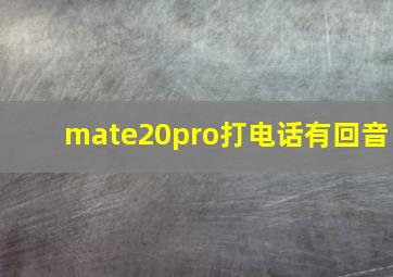 mate20pro打电话有回音