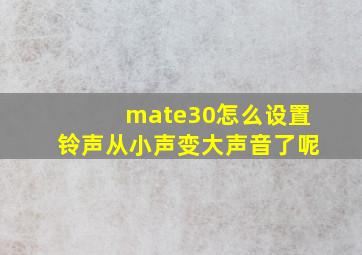 mate30怎么设置铃声从小声变大声音了呢