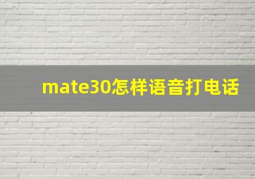 mate30怎样语音打电话