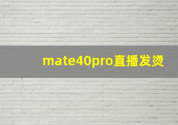 mate40pro直播发烫