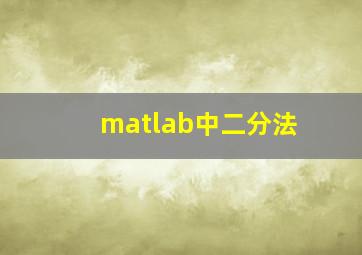 matlab中二分法